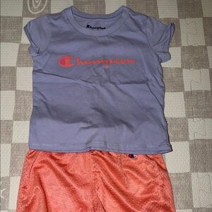 SOLD‼️Champion Lavender Tee with Coral Logo